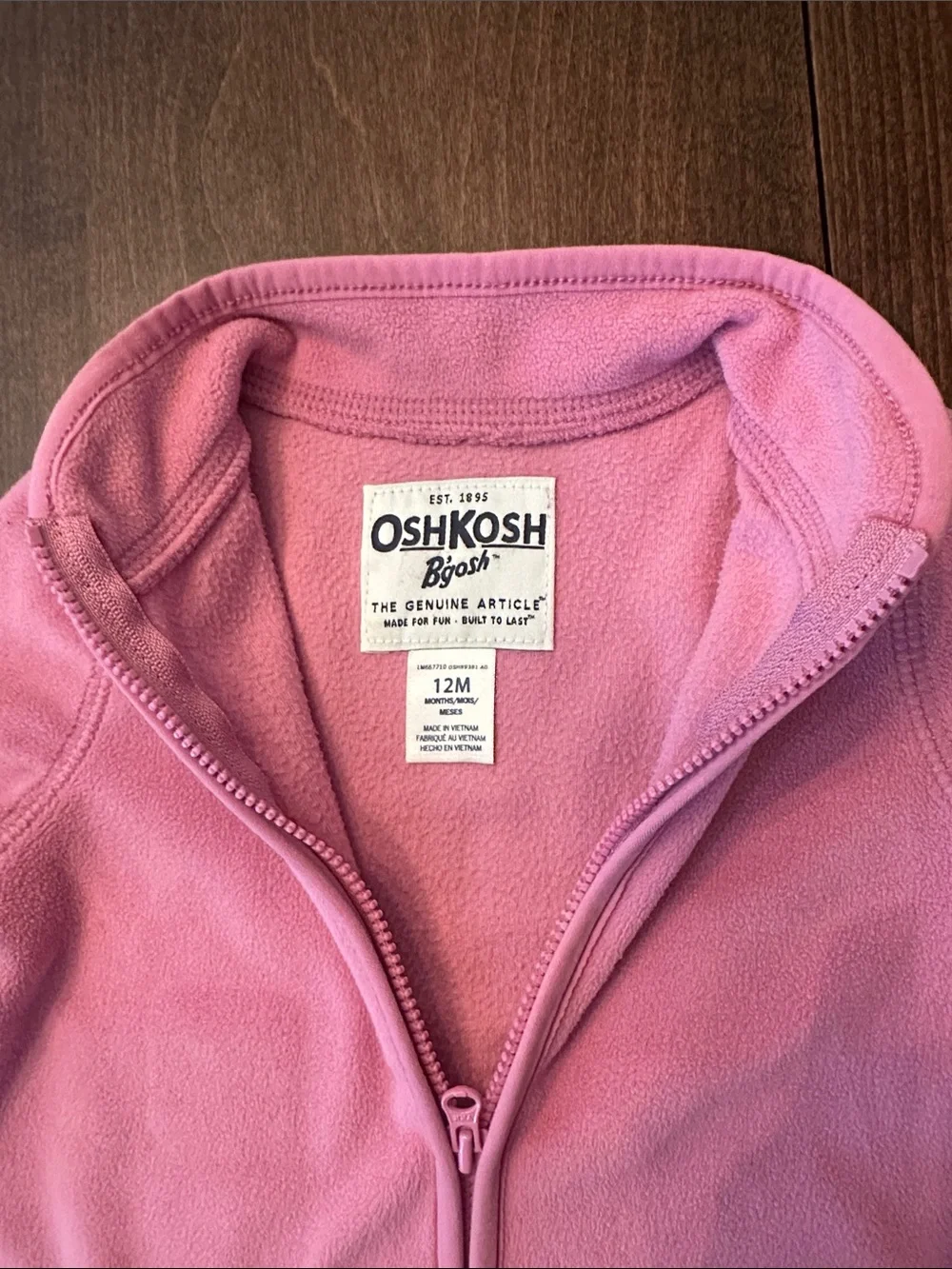 OshKosh B’Gosh Girls 12-month Fleece Zip-Up Jacket